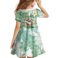 Hawaii Mele Kalikimaka Family Matching Off The Shoulder Long Sleeve Dress and Hawaiian Shirt Hula Santa Retro Style Green - Polynesian Pride
