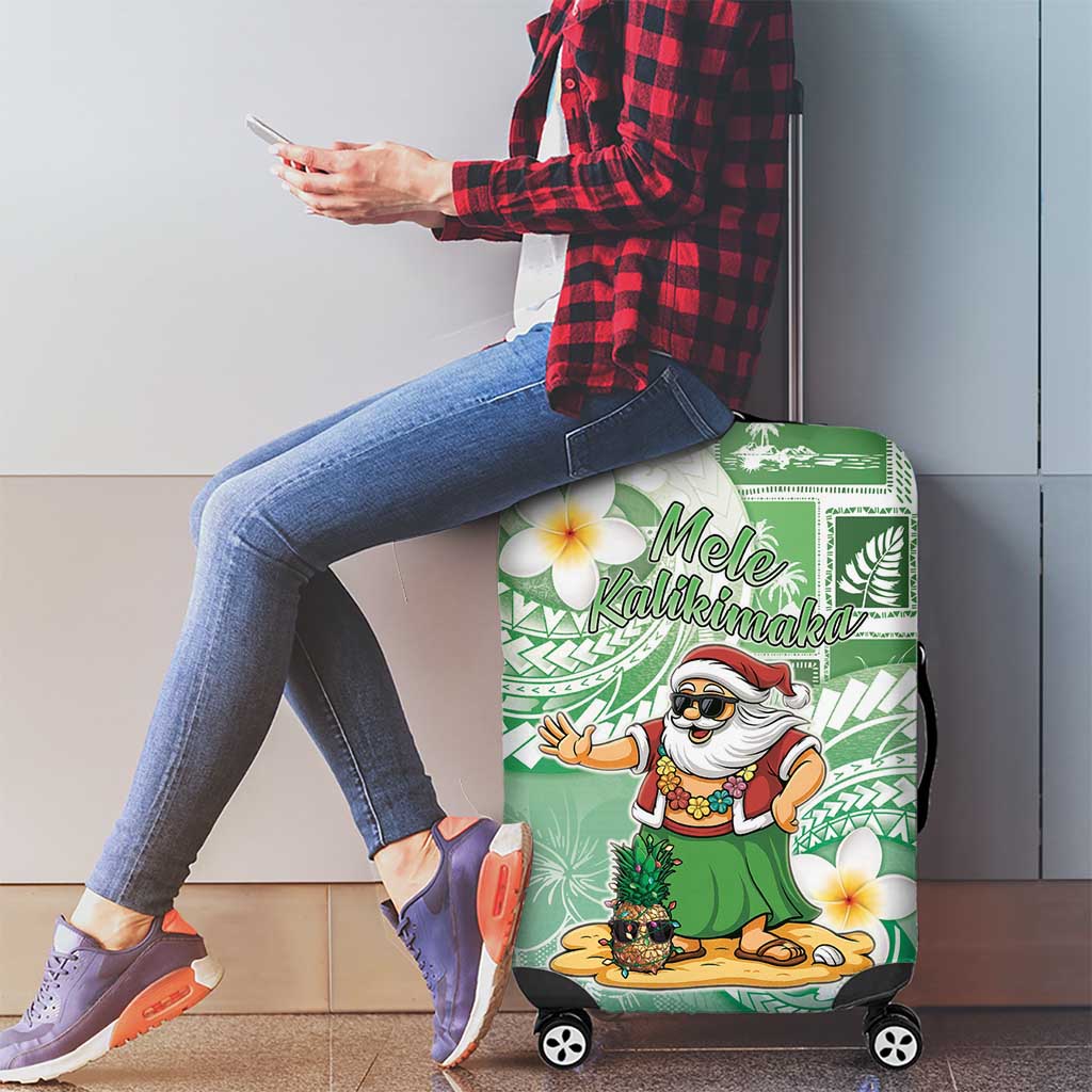 Hawaii Mele Kalikimaka Luggage Cover Hula Santa Retro Style Green - Polynesian Pride