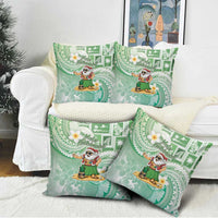 Hawaii Mele Kalikimaka Pillow Cover Hula Santa Retro Style Green - Polynesian Pride