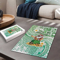 Hawaii Mele Kalikimaka Puzzle Hula Santa Retro Style Green - Polynesian Pride