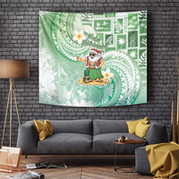 Hawaii Mele Kalikimaka Tapestry Hula Santa Retro Style Green - Polynesian Pride