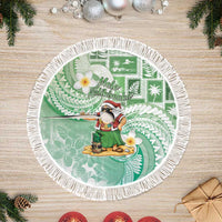 Hawaii Mele Kalikimaka Tree Skirt Hula Santa Retro Style Green - Polynesian Pride