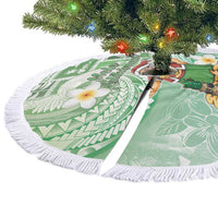 Hawaii Mele Kalikimaka Tree Skirt Hula Santa Retro Style Green - Polynesian Pride