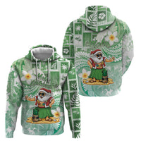 Hawaii Mele Kalikimaka Zip Hoodie Hula Santa Retro Style Green - Polynesian Pride
