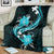 Aqua Polynesian Pattern With Tropical Flowers Blanket LT05 - Polynesian Pride