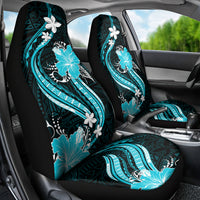 Aqua Polynesian Pattern With Tropical Flowers Car Seat Cover LT05 - Polynesian Pride