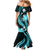 Aqua Polynesian Pattern With Tropical Flowers Family Matching Mermaid Dress and Hawaiian Shirt LT05 - Polynesian Pride