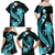 Aqua Polynesian Pattern With Tropical Flowers Family Matching Off Shoulder Maxi Dress and Hawaiian Shirt LT05 - Polynesian Pride