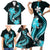 Aqua Polynesian Pattern With Tropical Flowers Family Matching Short Sleeve Bodycon Dress and Hawaiian Shirt LT05 - Polynesian Pride