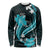 Aqua Polynesian Pattern With Tropical Flowers Long Sleeve Shirt LT05 Unisex Aqua - Polynesian Pride