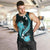 Aqua Polynesian Pattern With Tropical Flowers Men Tank Top LT05 Aqua - Polynesian Pride