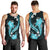 Aqua Polynesian Pattern With Tropical Flowers Men Tank Top LT05 - Polynesian Pride