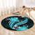 Aqua Polynesian Pattern With Tropical Flowers Round Carpet LT05 - Polynesian Pride