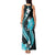 Aqua Polynesian Pattern With Tropical Flowers Tank Maxi Dress LT05 - Polynesian Pride