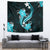 Aqua Polynesian Pattern With Tropical Flowers Tapestry LT05 - Polynesian Pride