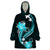 Aqua Polynesian Pattern With Tropical Flowers Wearable Blanket Hoodie LT05 One Size Aqua - Polynesian Pride