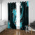 Aqua Polynesian Pattern With Tropical Flowers Window Curtain LT05 With Grommets Aqua - Polynesian Pride