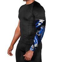 Blue Polynesian Pattern With Tropical Flowers Arm Sleeves LT05 - Polynesian Pride