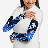 Blue Polynesian Pattern With Tropical Flowers Arm Sleeves LT05 - Polynesian Pride