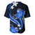 Blue Polynesian Pattern With Tropical Flowers Baseball Jersey LT05 - Polynesian Pride