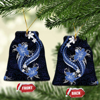 Blue Polynesian Pattern With Tropical Flowers Ceramic Ornament LT05 Bell Flake Blue - Polynesian Pride