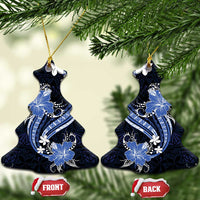 Blue Polynesian Pattern With Tropical Flowers Ceramic Ornament LT05 Christmas Tree Blue - Polynesian Pride