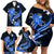 Blue Polynesian Pattern With Tropical Flowers Family Matching Off Shoulder Short Dress and Hawaiian Shirt LT05 - Polynesian Pride