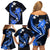 Blue Polynesian Pattern With Tropical Flowers Family Matching Off Shoulder Short Dress and Hawaiian Shirt LT05 - Polynesian Pride