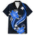 Blue Polynesian Pattern With Tropical Flowers Family Matching Puletasi Dress and Hawaiian Shirt LT05 Dad's Shirt - Short Sleeve Blue - Polynesian Pride