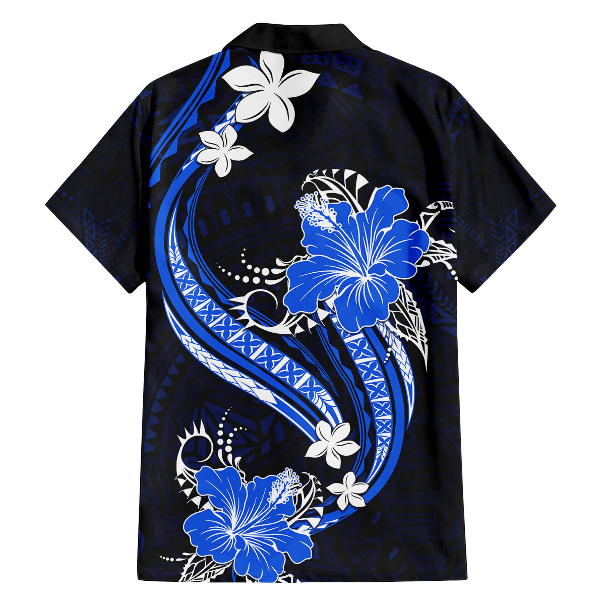 Blue Polynesian Pattern With Tropical Flowers Family Matching Summer Maxi Dress and Hawaiian Shirt LT05 - Polynesian Pride