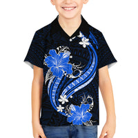 Blue Polynesian Pattern With Tropical Flowers Family Matching Summer Maxi Dress and Hawaiian Shirt LT05 Son's Shirt Blue - Polynesian Pride