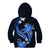 Blue Polynesian Pattern With Tropical Flowers Kid Hoodie LT05 - Polynesian Pride