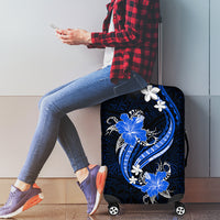 Blue Polynesian Pattern With Tropical Flowers Luggage Cover LT05 - Polynesian Pride