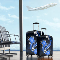 Blue Polynesian Pattern With Tropical Flowers Luggage Cover LT05 - Polynesian Pride