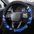 Blue Polynesian Pattern With Tropical Flowers Steering Wheel Cover