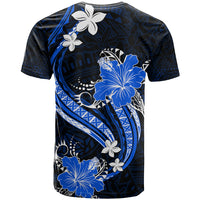 Blue Polynesian Pattern With Tropical Flowers T Shirt LT05 - Polynesian Pride