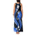 Blue Polynesian Pattern With Tropical Flowers Tank Maxi Dress LT05 - Polynesian Pride