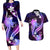 Galaxy Polynesian Pattern With Tropical Flowers Couples Matching Long Sleeve Bodycon Dress and Hawaiian Shirt LT05 Galaxy - Polynesian Pride