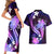 Galaxy Polynesian Pattern With Tropical Flowers Couples Matching Short Sleeve Bodycon Dress and Hawaiian Shirt LT05 - Polynesian Pride