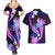 Galaxy Polynesian Pattern With Tropical Flowers Couples Matching Summer Maxi Dress and Hawaiian Shirt LT05 - Polynesian Pride