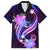 Galaxy Polynesian Pattern With Tropical Flowers Family Matching Off Shoulder Short Dress and Hawaiian Shirt LT05 Dad's Shirt - Short Sleeve Galaxy - Polynesian Pride