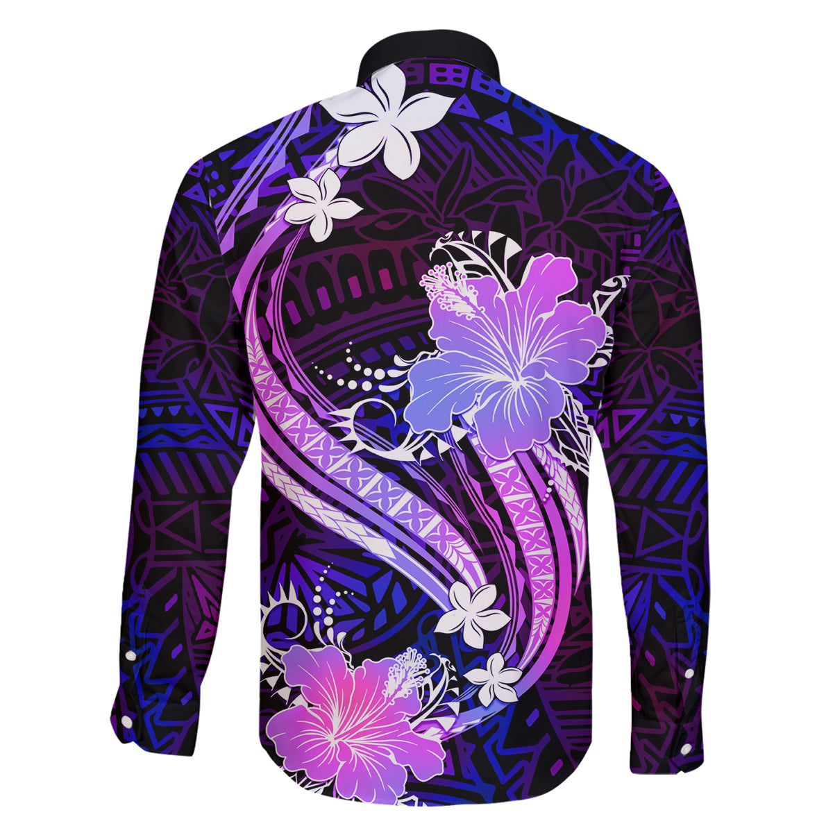 Galaxy Polynesian Pattern With Tropical Flowers Family Matching Summer Maxi Dress and Hawaiian Shirt LT05 - Polynesian Pride