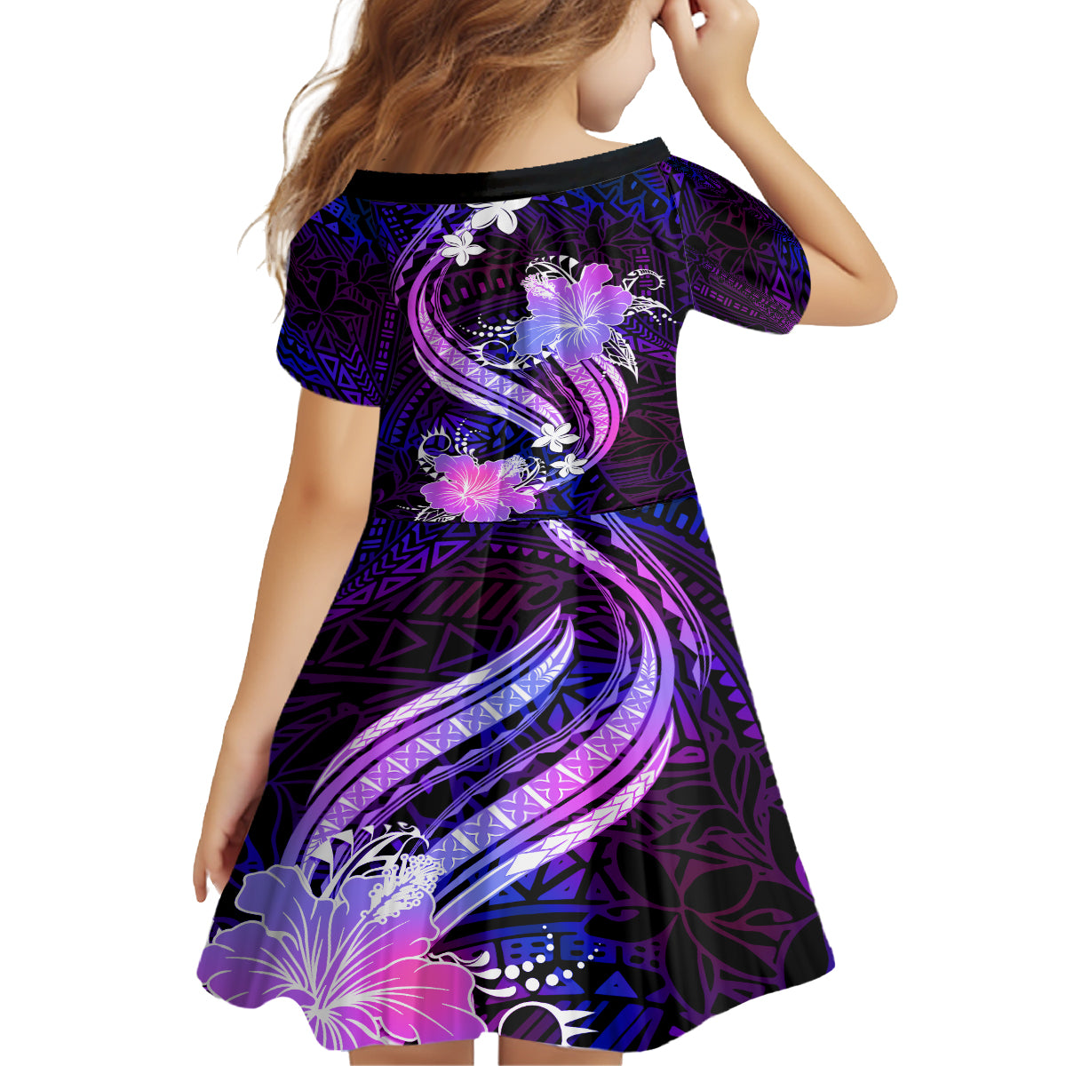 Galaxy Polynesian Pattern With Tropical Flowers Family Matching Tank Maxi Dress and Hawaiian Shirt LT05 - Polynesian Pride