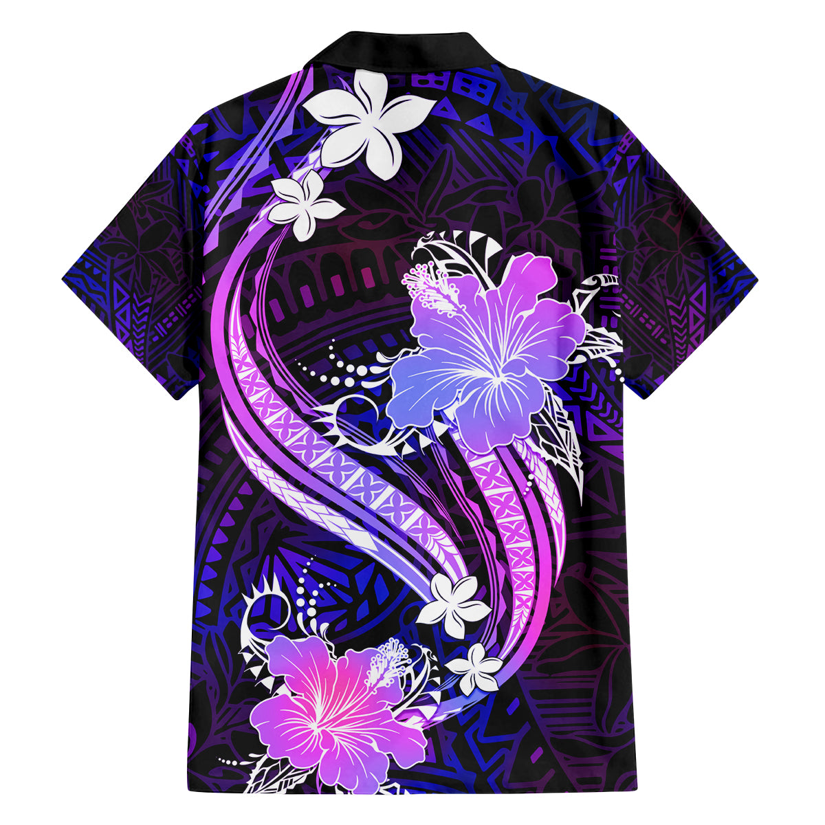 Galaxy Polynesian Pattern With Tropical Flowers Family Matching Tank Maxi Dress and Hawaiian Shirt LT05 - Polynesian Pride