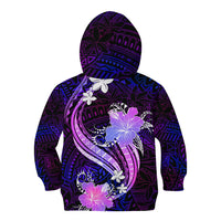 Galaxy Polynesian Pattern With Tropical Flowers Kid Hoodie LT05 - Polynesian Pride
