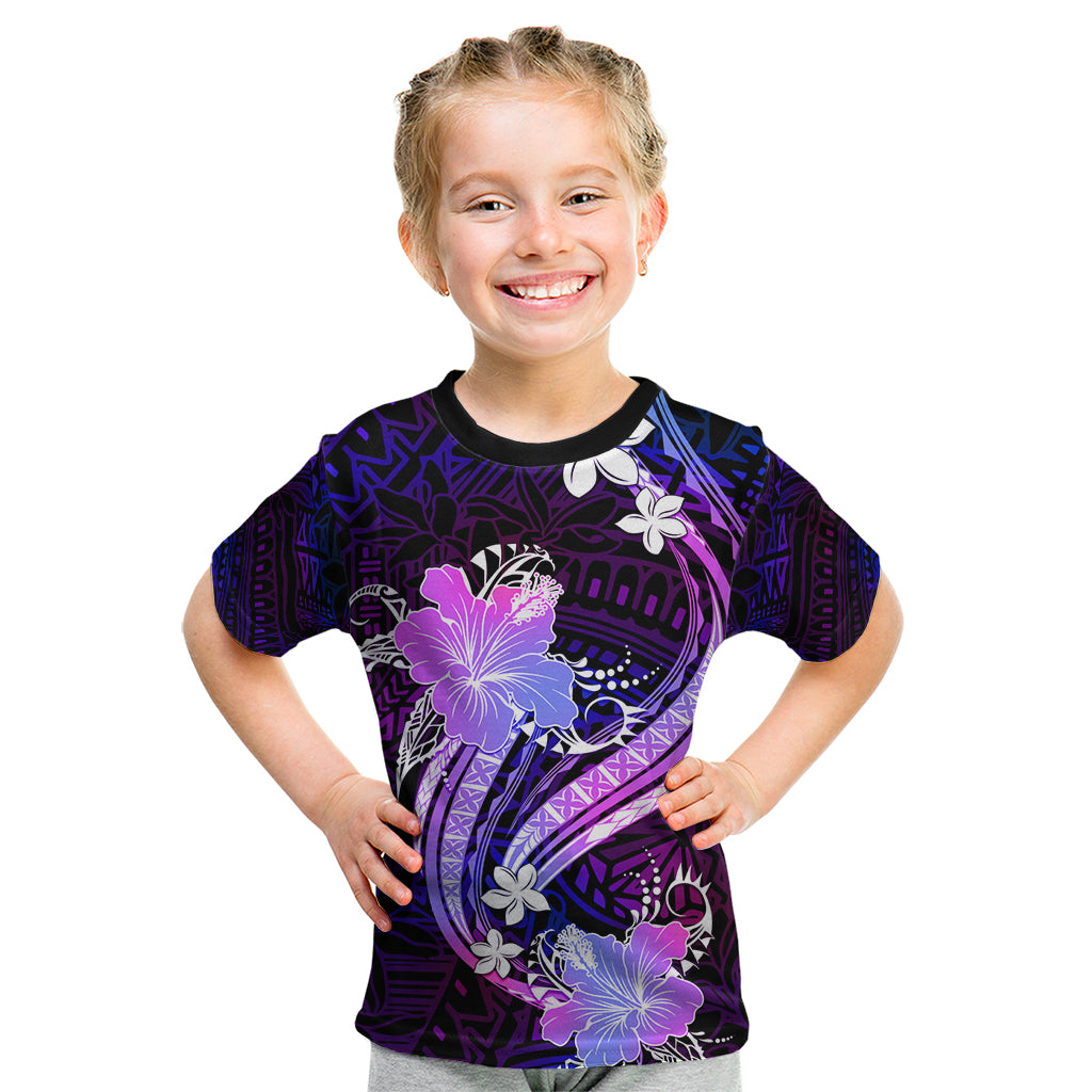 Galaxy Polynesian Pattern With Tropical Flowers Kid T Shirt LT05 Galaxy - Polynesian Pride