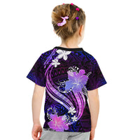 Galaxy Polynesian Pattern With Tropical Flowers Kid T Shirt LT05 - Polynesian Pride