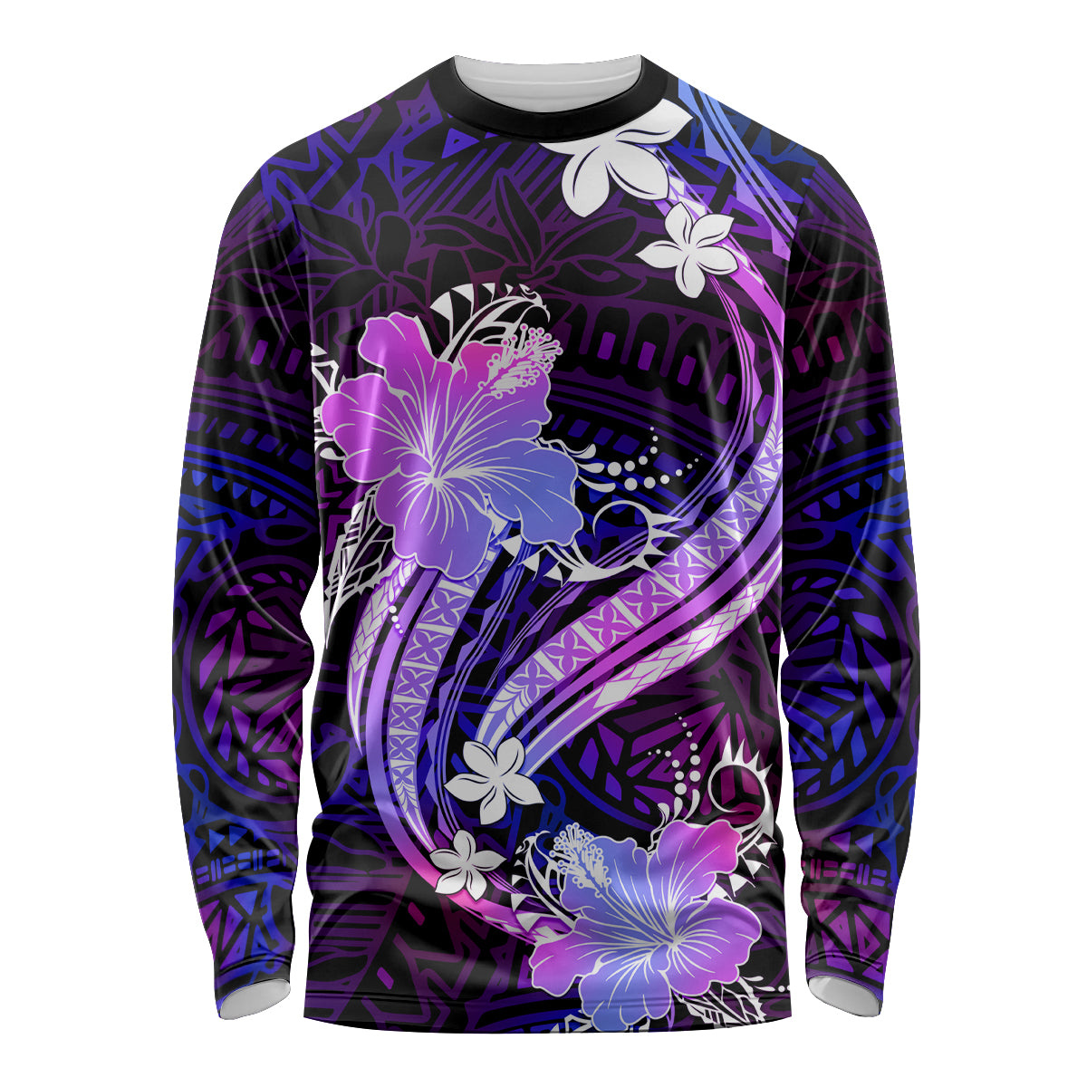 Galaxy Polynesian Pattern With Tropical Flowers Long Sleeve Shirt LT05 Unisex Galaxy - Polynesian Pride