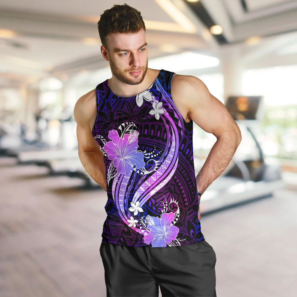 Galaxy Polynesian Pattern With Tropical Flowers Men Tank Top LT05 Galaxy - Polynesian Pride