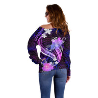 Galaxy Polynesian Pattern With Tropical Flowers Off Shoulder Sweater LT05 - Polynesian Pride